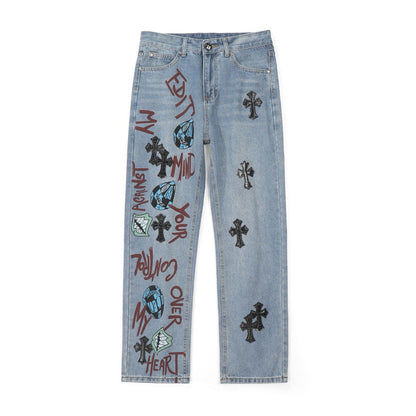 Chrome Hearts American street art cross with straight shaft Pants