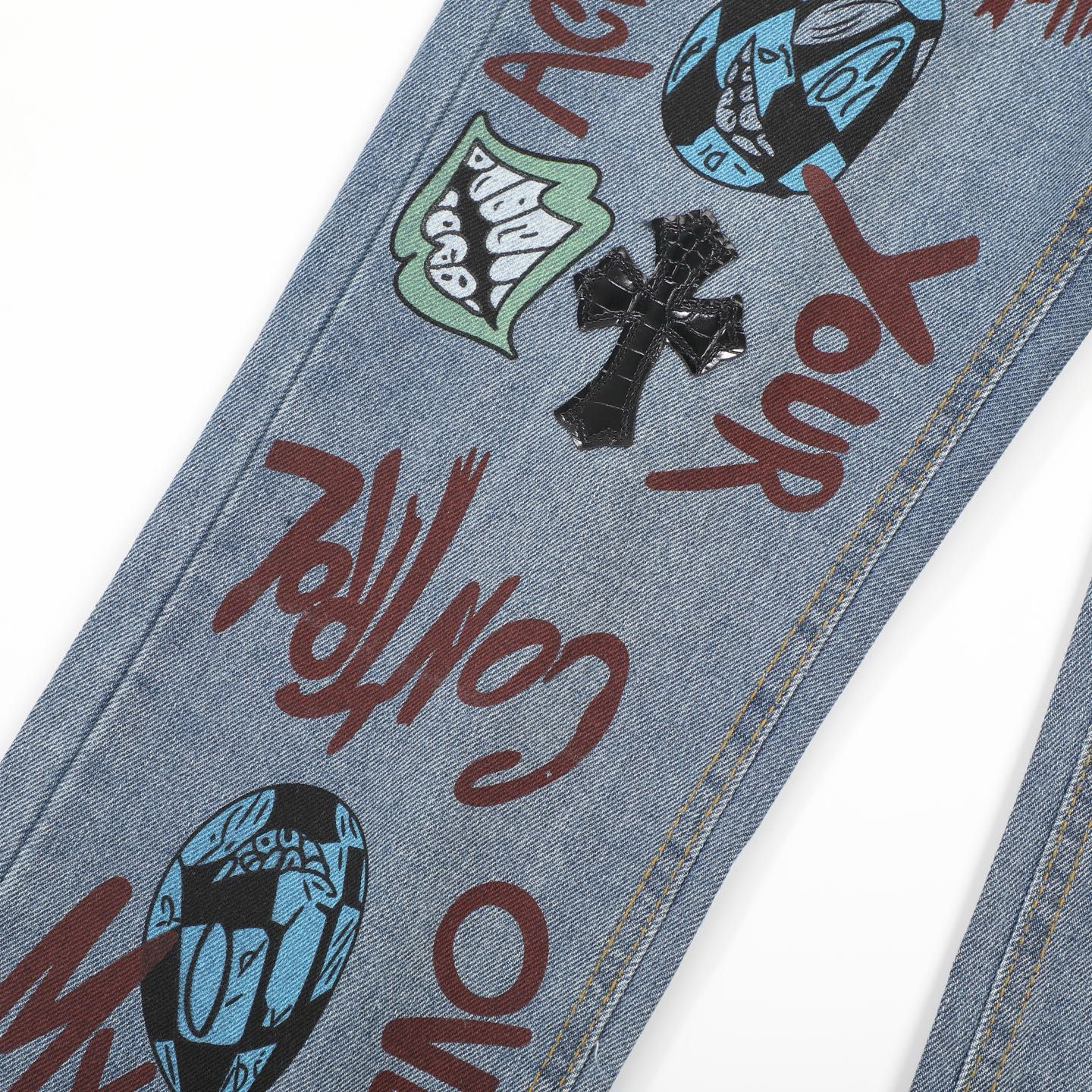 Chrome Hearts American street art cross with straight shaft Pants